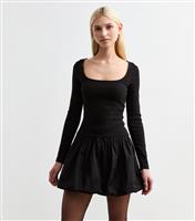 Women's Black Bubble Hem Mini Dress New Look