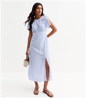 Women's Blue Floral Print Split Sleeve Midi Dress New Look