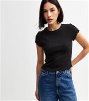 Women's Black Short Sleeve Shirred T-Shirt New Look