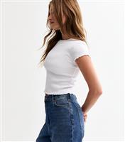 Women's White Short Sleeve Shirred T-Shirt New Look