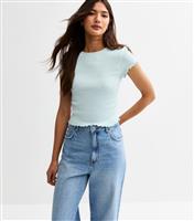 Women's Light Green Short Sleeve Shirred T-Shirt New Look