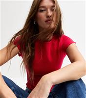 Women's Red Short Sleeve Shirred T-Shirt New Look