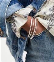 Pack of 4 Silver Tone Textured Skinny Bangles New Look