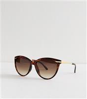 Dark Brown Tortoiseshell Cat Eye Frame Sunglasses New Look