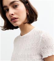 Women's White Shirred Mesh Crop Top New Look