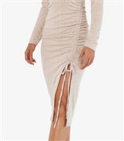 Women's Stone Ruched Midi Dress Apricot New Look