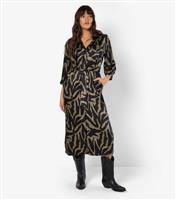Women's Khaki Zebra Shirt Midi Dress Apricot New Look