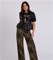 Women's Black Faux Leather Tie Front Top Urban Bliss New Look