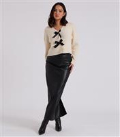 Women's Black Faux Leather Midi Skirt Urban Bliss New Look