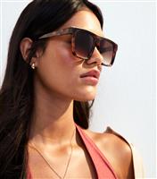 Dark Brown Tortoiseshell Flat Top Sunglasses New Look