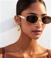 Gold Angular Frame Sunglasses New Look
