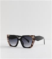 Black Tortoiseshell Effect Cateye Sunglasses New Look