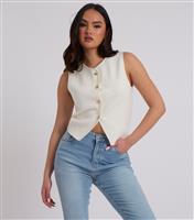Women's White Button Through Vest Urban Bliss New Look