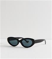 Black Oval Frame Sunglasses New Look