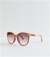 Burnt Orange Oversized Round Sunglasses New Look