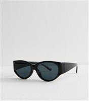 Black Oval Frame Sunglasses New Look