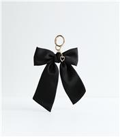 Black Satin Bow Bag Charm New Look