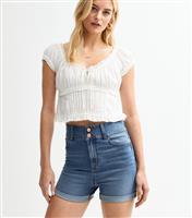 Women's Tall Blue Mid Wash High Waist Denim Shorts New Look