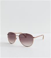 Gold Metal Aviator Sunglasses New Look
