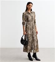 Women's Brown Leopard Print Midi Shirt Dress New Look