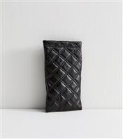 Black Faux Leather Quilted Sunglasses Case New Look