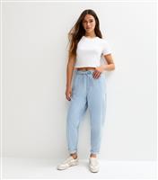 Women's Petite Light Blue Denim Tapered Leg Trousers New Look