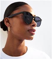 Black Round Sunglasses New Look