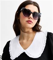 Black Heart Frame Sunglasses New Look