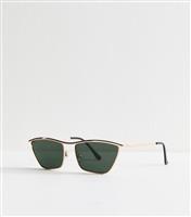 Gold Flat Top Cat Eye Sunglasses New Look