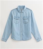 Women's Petite Light Blue Denim Long Sleeve Shirt New Look