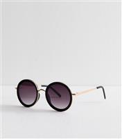 Black Oversized Round Frame Sunglasses New Look