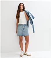 Women's Petite Blue A-Line Denim Skirt New Look