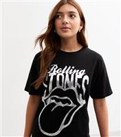 Girls' Black Rolling Stones Print T-Shirt New Look