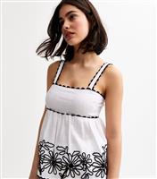 Women's White Daisy Embroidered Cami Top New Look