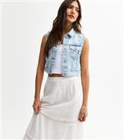 Women's Blue Sleeveless Denim Jacket New Look