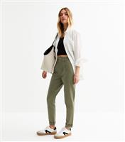 Women's Khaki Tapered Leg Chino Trousers New Look