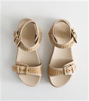 Women's Wide Fit Cream Raffia Look Strap Flatform Sandals New Look