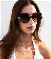 Dark Brown Temple Detail Sunglasses New Look