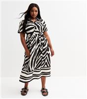 Women's Plus Size Black Zebra Print Midi Dress Curves New Look