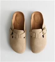 Women's Camel Corduroy Buckle Strap Mules New Look