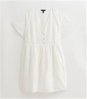Women's Plus Size White Broderie Anglaise Mini Dress Curves New Look