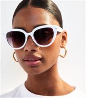 White Cat Eye Frame Sunglasses New Look