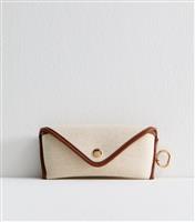Cream Faux Leather Trimmed Sunglasses Case New Look
