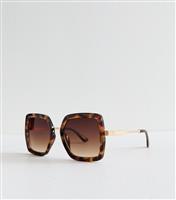 Dark Brown Tortoiseshell Oversize Square Sunglasses New Look