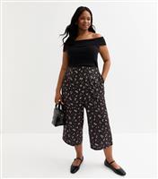 Women's Plus Size Berry Fruits Cropped Wide Leg Trousers Curves New Look