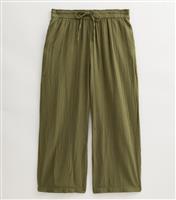Women's Plus Size Khaki Drawstring Waist Wide Leg Trousers Curves New Look