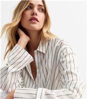 Women's White Striped Twisted Front Shirt New Look