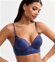 Women's Blue Foiled Lace Boost Bra New Look