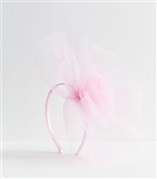 Light Pink Mesh Flower Fascinator New Look