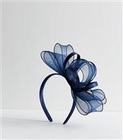 Navy Mesh Bow Fascinator New Look